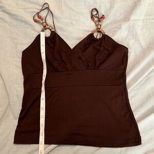 Elan Chocolate Camisole with Beaded Straps